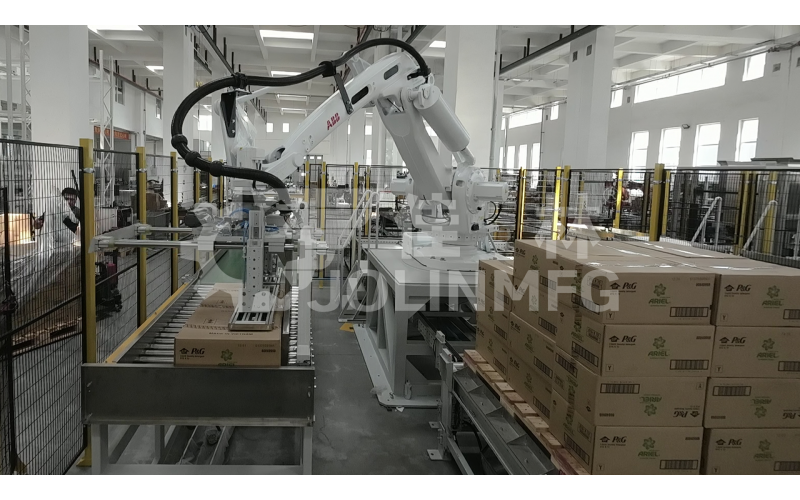 瓦楞紙箱產品用自動碼垛裹膜包裝模塊